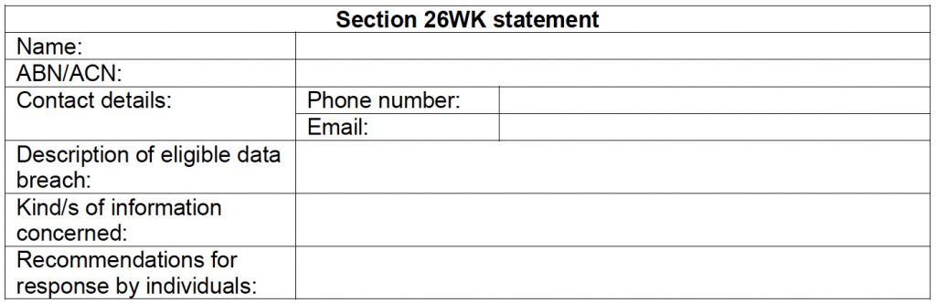 Section 26WK statement